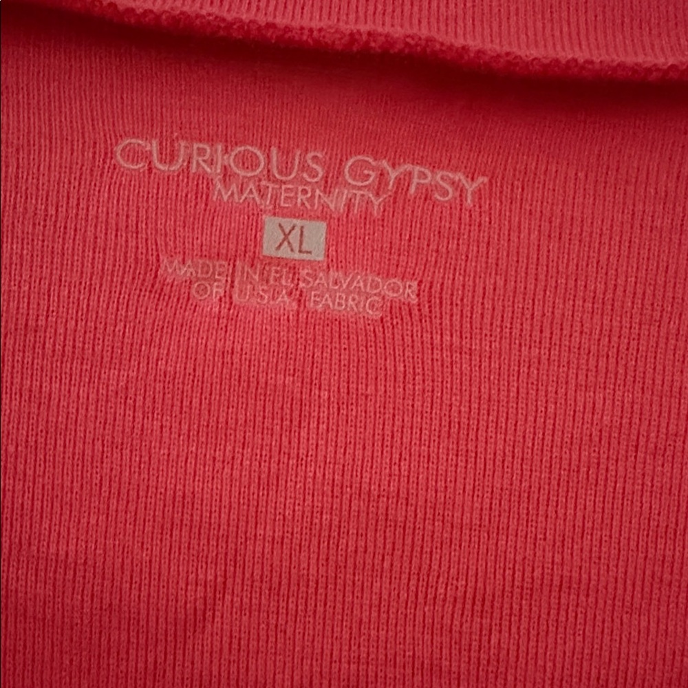 Curious Gypsy Maternity Ribbed Top in Coral Pink